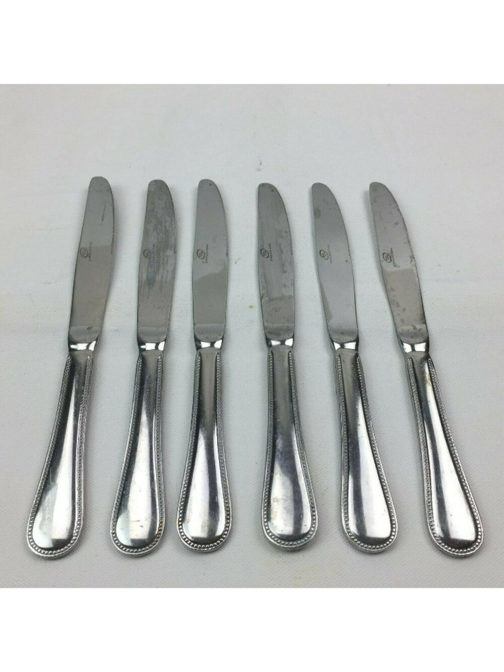 6 Dinner Knives Thell Cellar Silver Serrated Stainless